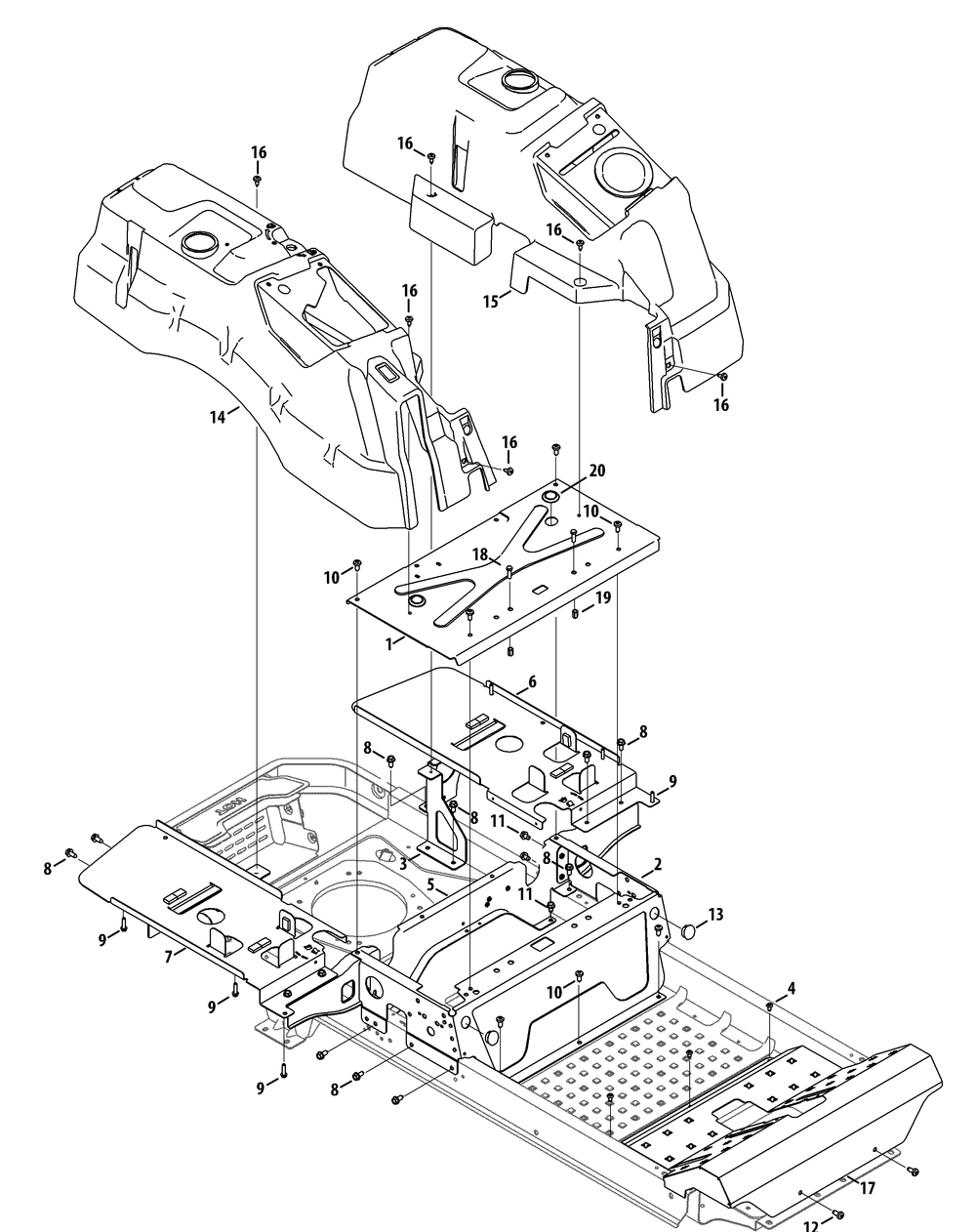 Operators Platform Diagram and Parts List for Z-FORCESZ48 (17AIDGHB-17AIDGHB010)(2015) Cub Cadet Lawn Tractor
